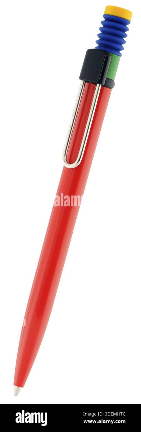 Decorative red ball-point pen isolated on white Stock Photo
