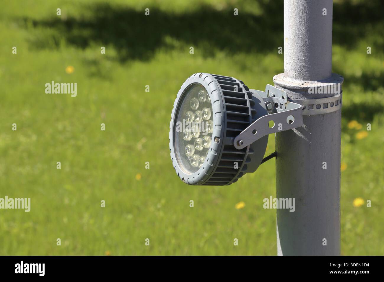 Modern compact street LED lamp in gray Stock Photo