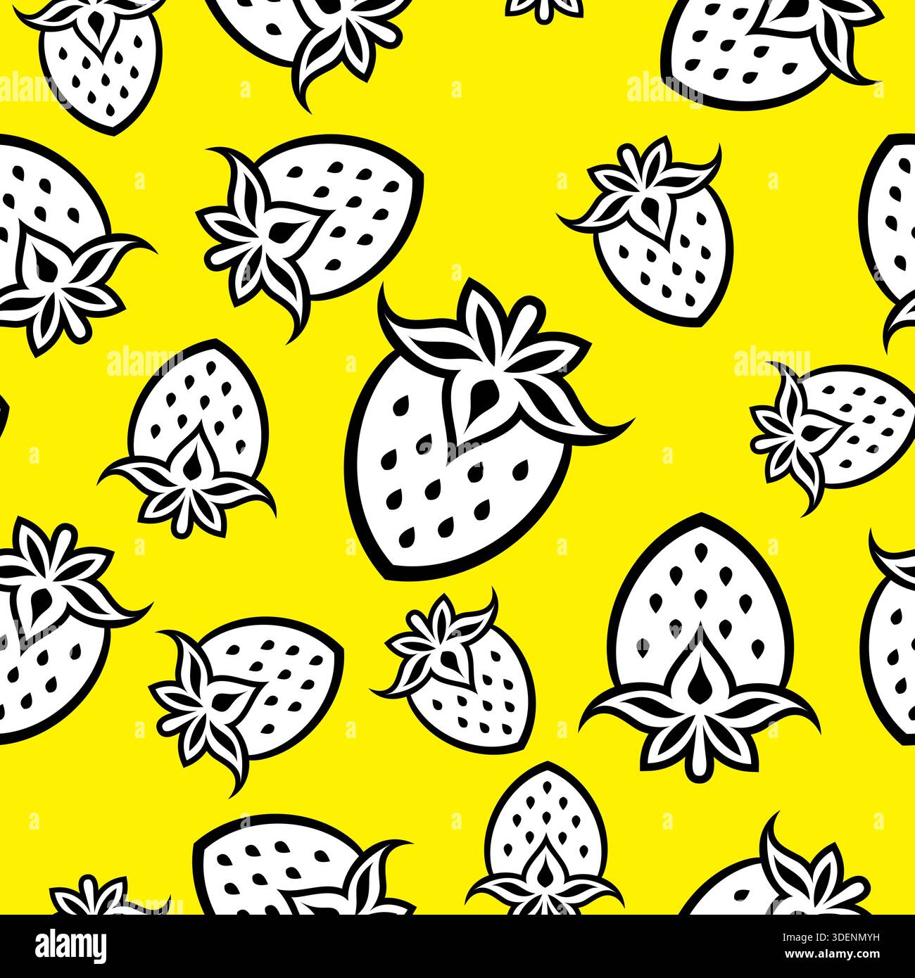 strawberry seamless pattern with yellow background Stock Vector