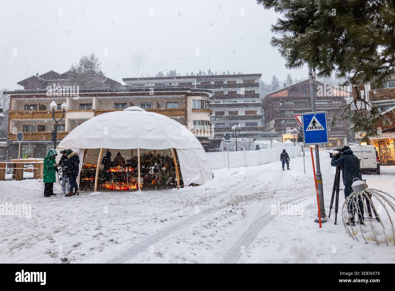 Crans Montana, Switzerland. 08th Jan, 2026. A tent protects ...