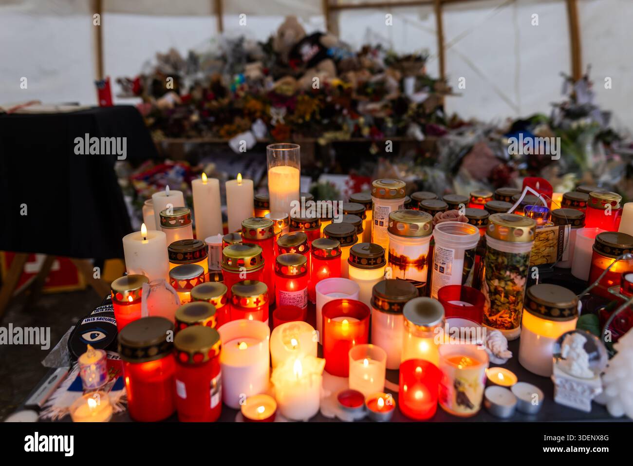 Crans Montana, Switzerland. 08th Jan, 2026. A tent protects ...