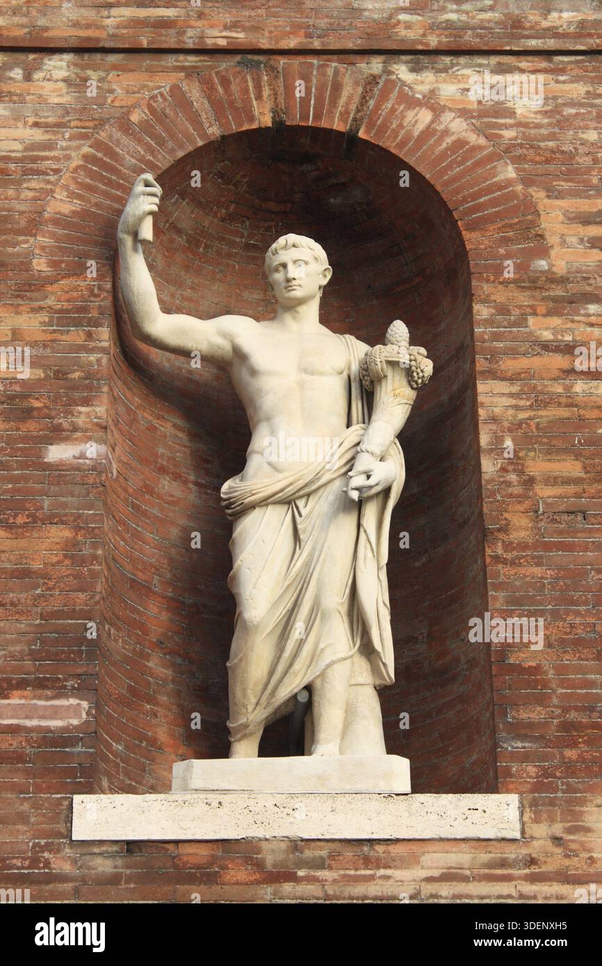 Ancient roman statue with cornucopia located in Quirinale Square. Rome ...