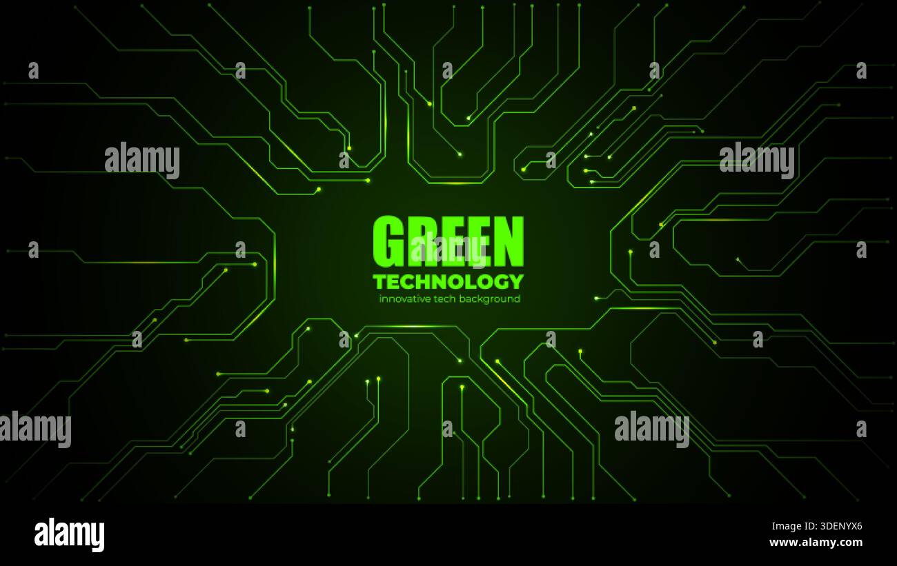 Digital circuitry on emerald backdrop with vacant semiconductor space Stock Vector