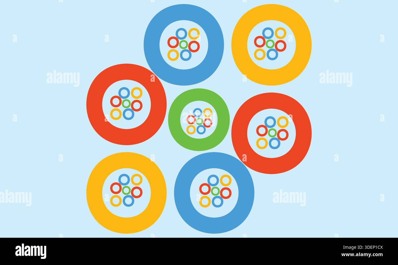 several small and big circles on water surface Stock Vector