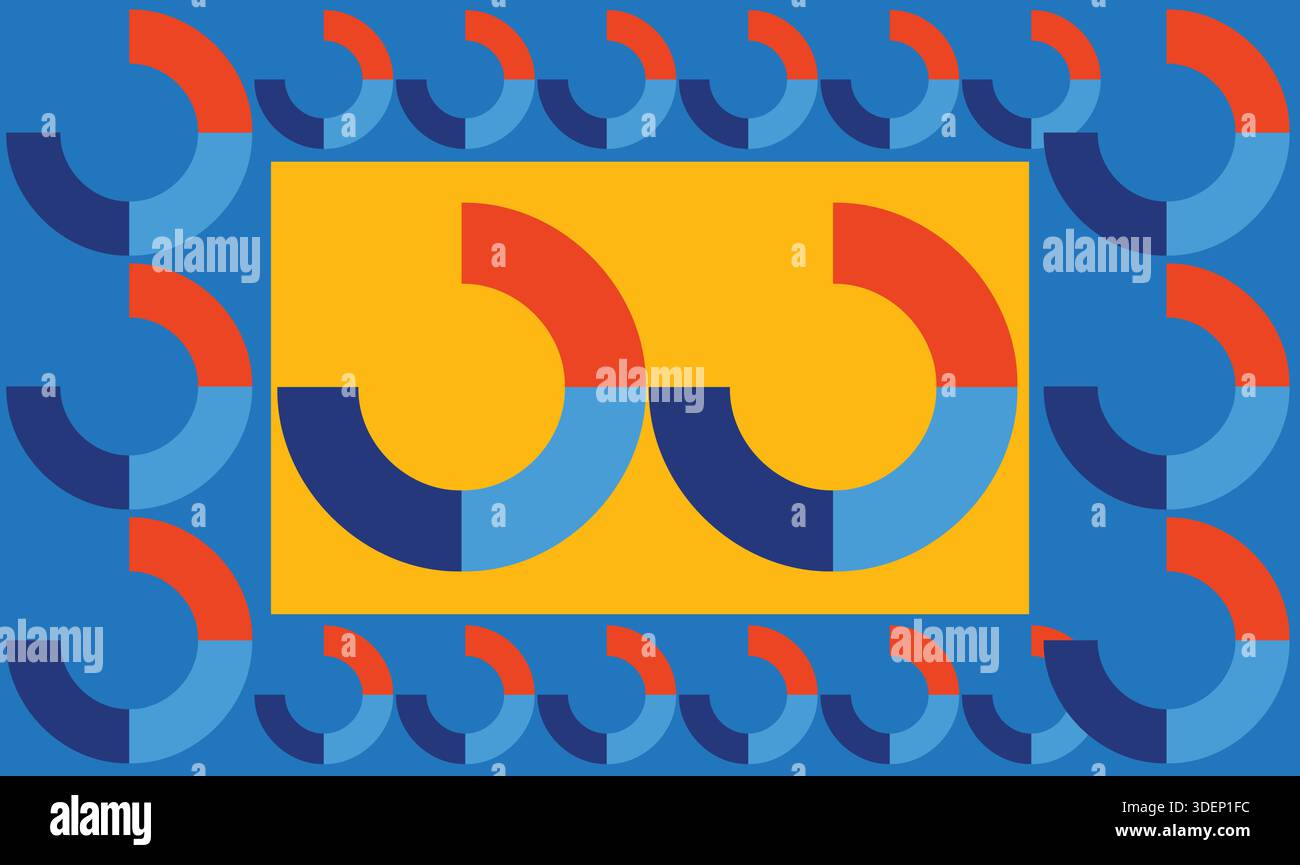 big and small semi circle on dark blue surface Stock Vector