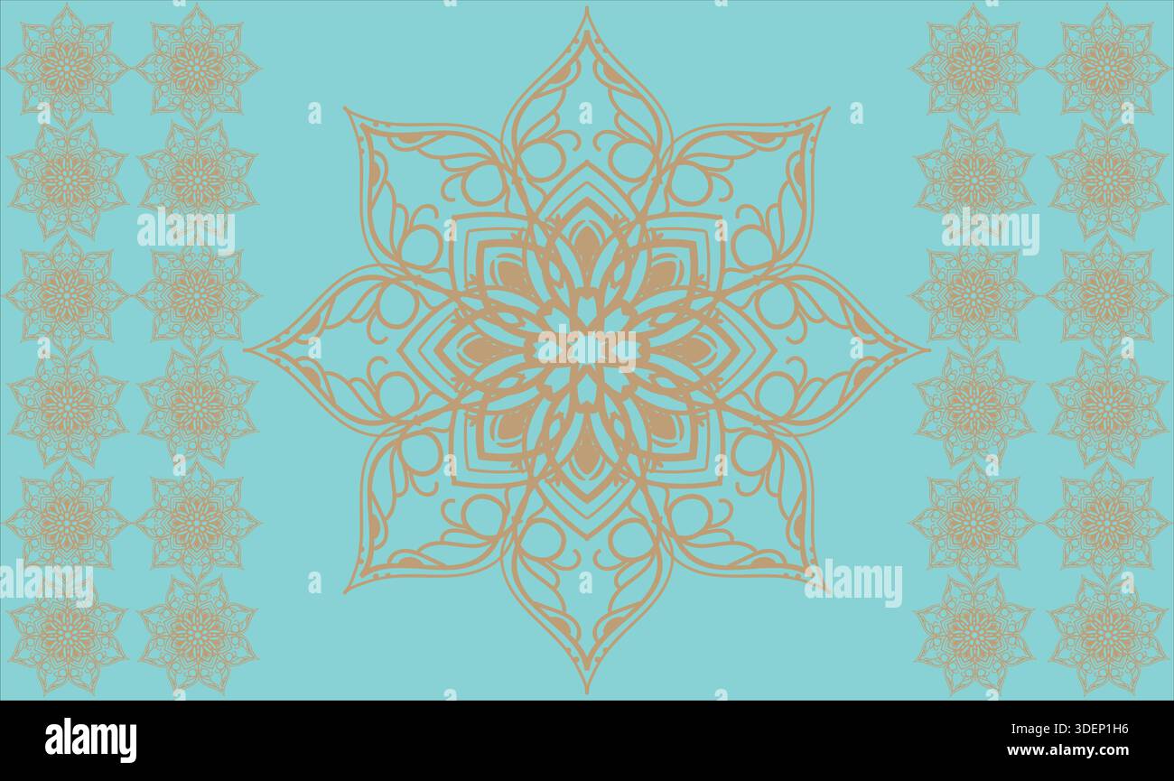 a big artwork and small artwork at corner on blue background Stock Vector