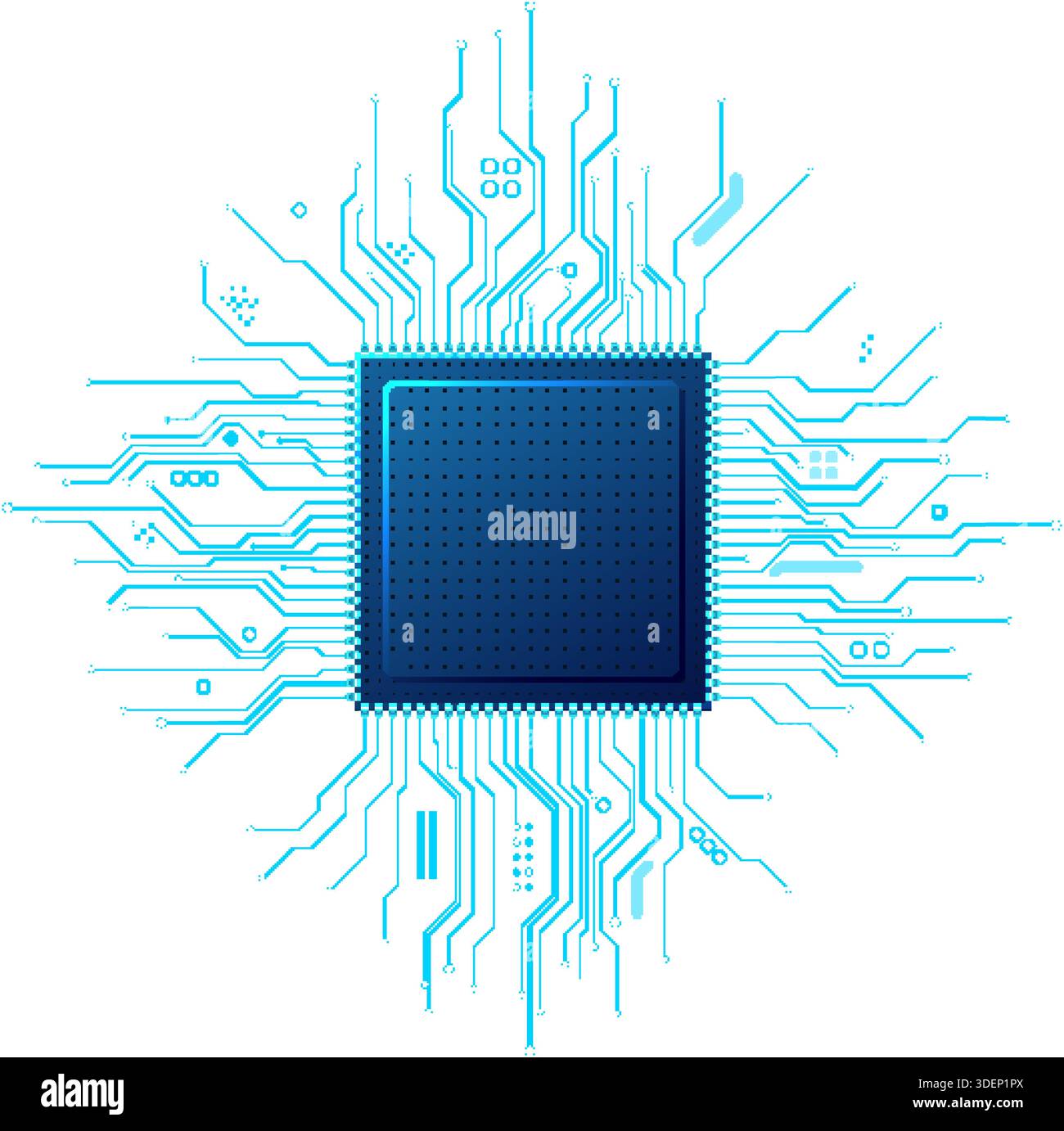 Blue Tech Chip Chip with blue tech wiring on a transparent background Stock Vector ...
