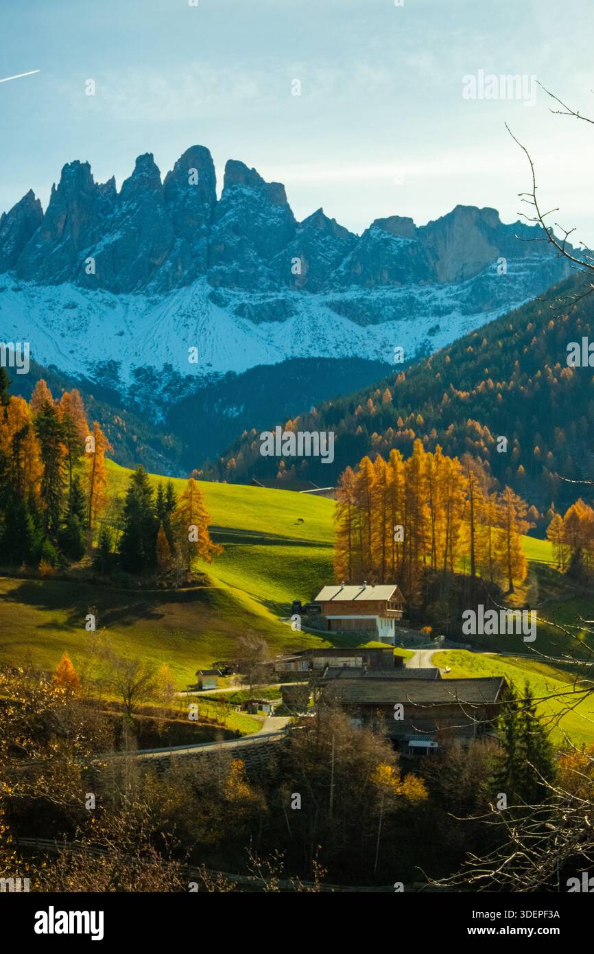 Scenic Alpine Landscape with Mountain Village in Europe Stock Photo - Alamy