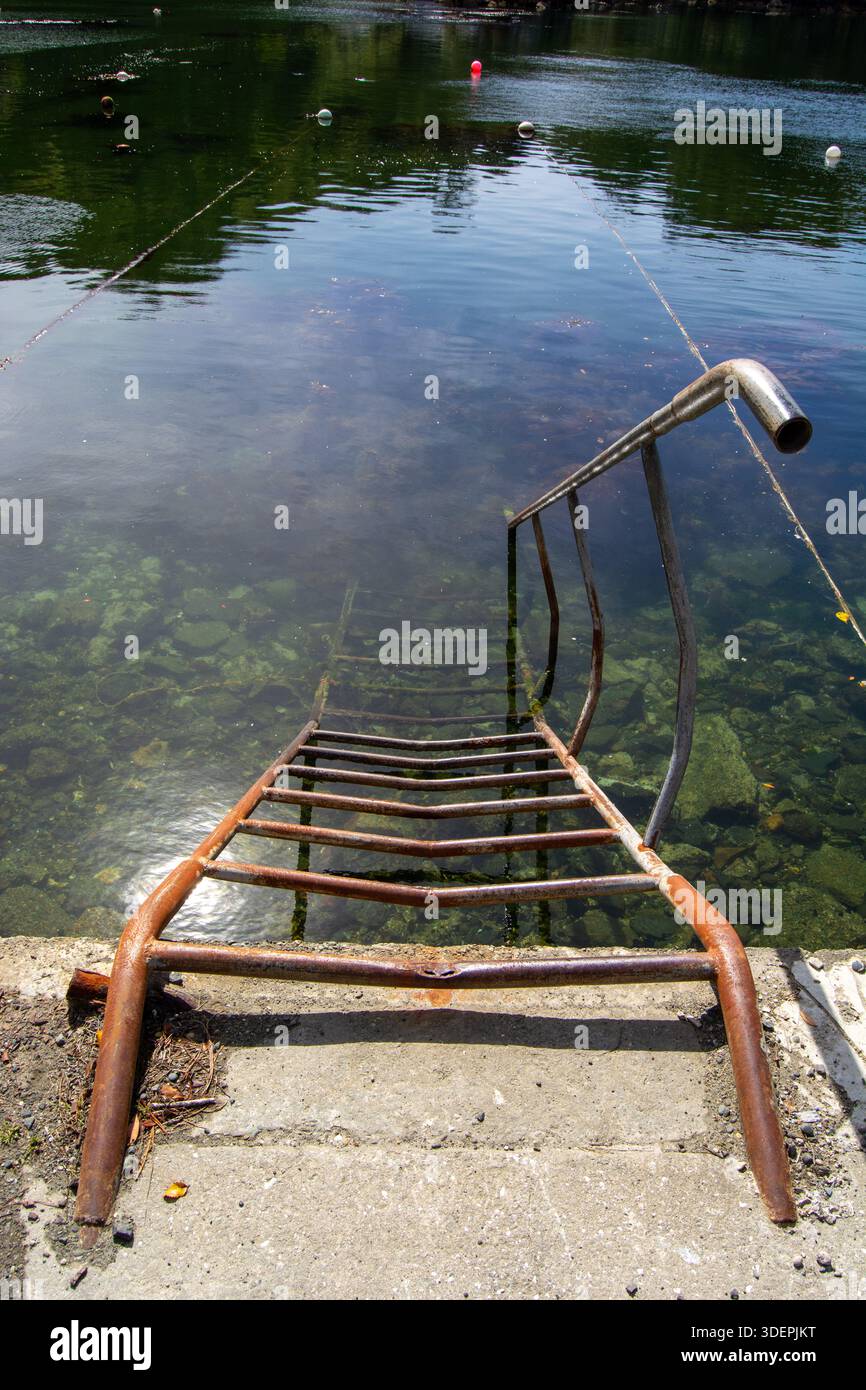 Metal ladder leading swimming hi-res stock photography and images - Alamy