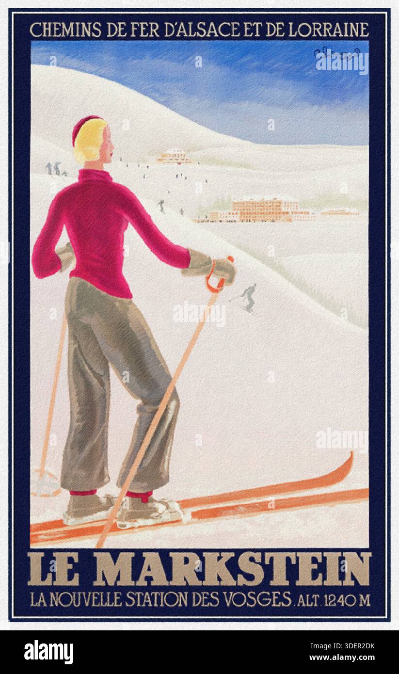 Vintage 1930s french art deco poster hi-res stock photography and