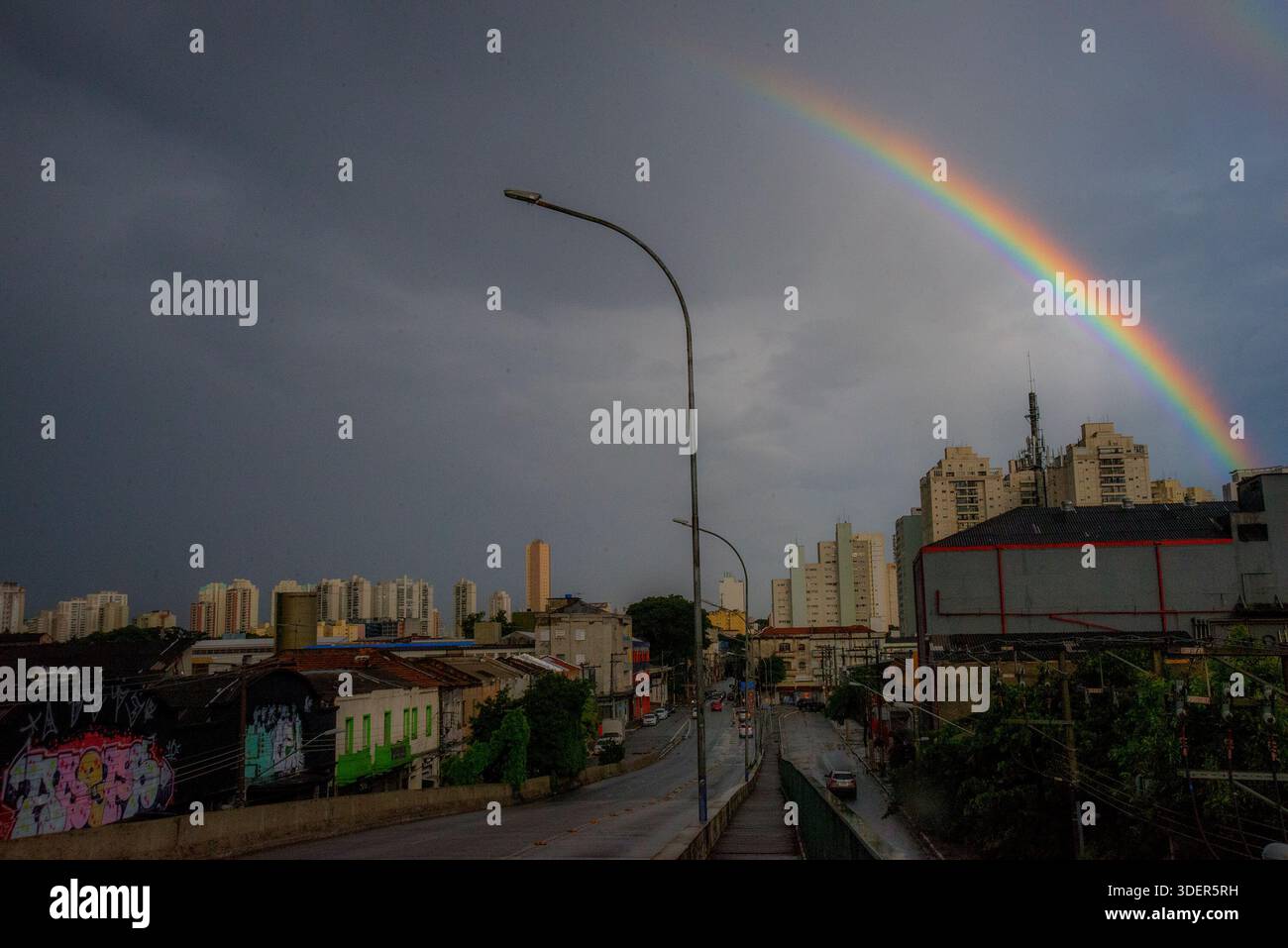 A rainbow appears after the rain over neighborhood Mooca in SP on ...