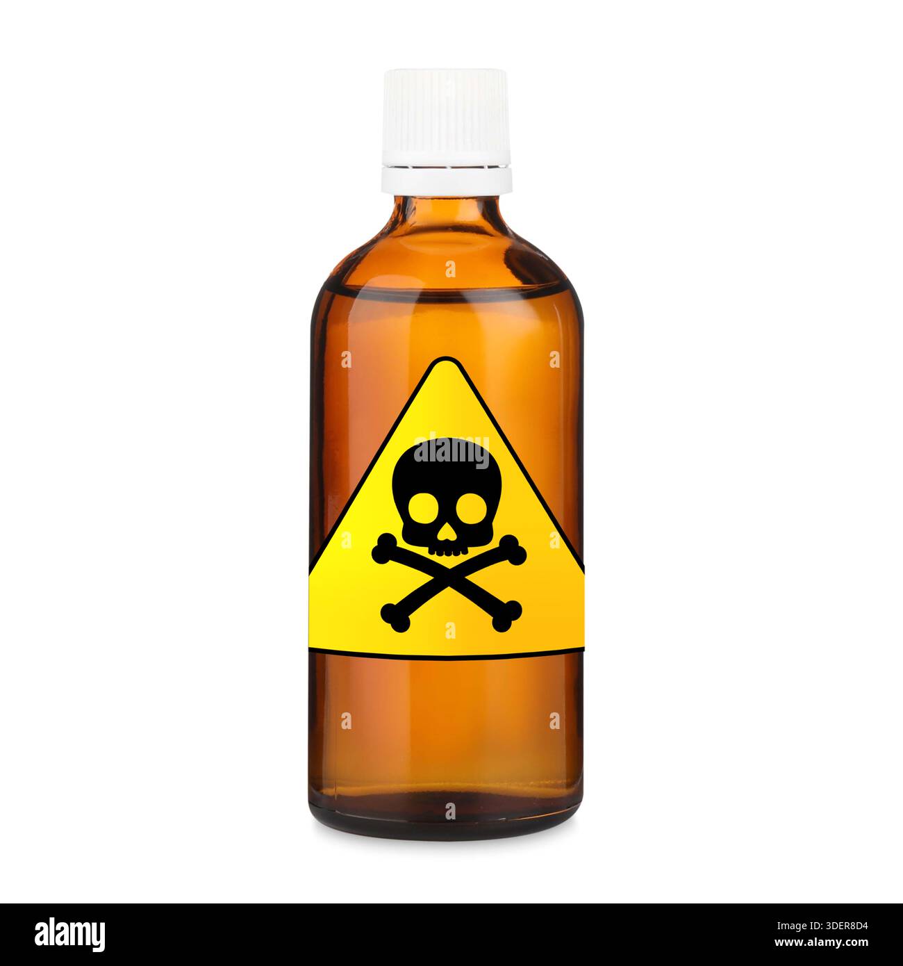 Poison in bottle with skull and crossbones label isolated on white ...