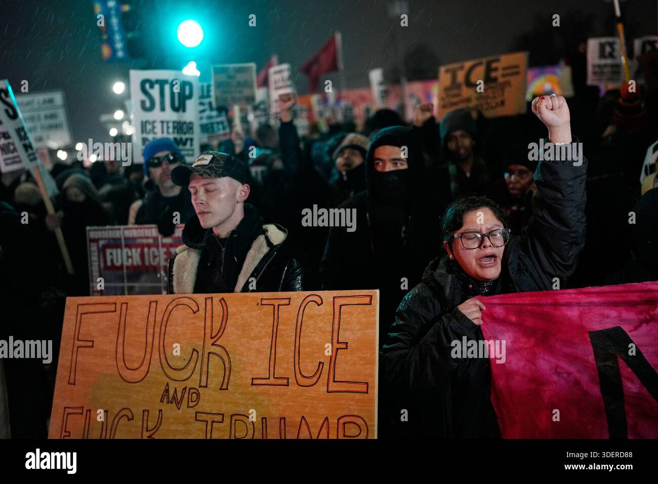 EDS NOTE: OBSCENITY - Protesters chant and march during a rally for ...