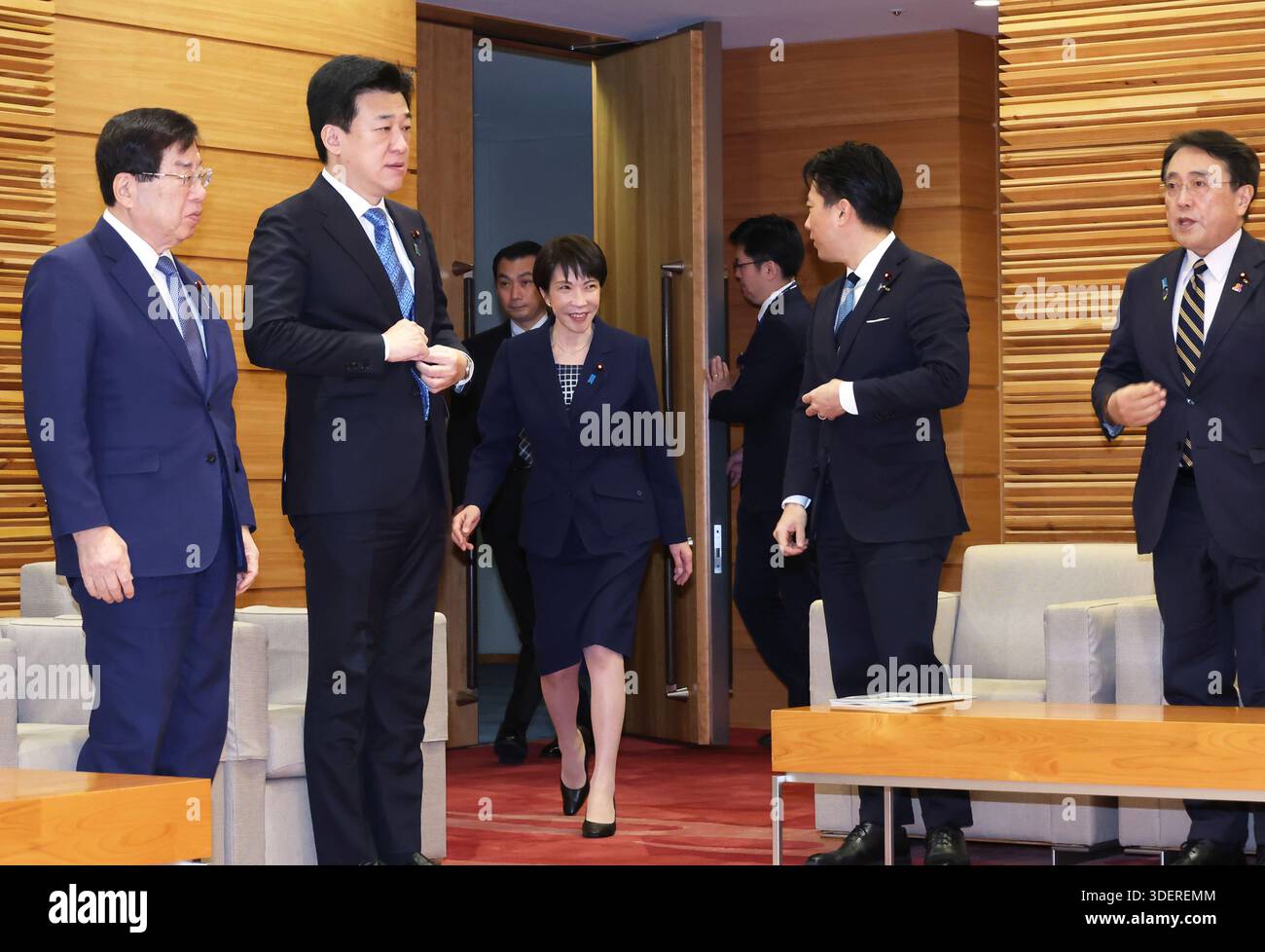 Japanese Prime Minister Sanae TAKAICHI (center) attends the cabinet ...