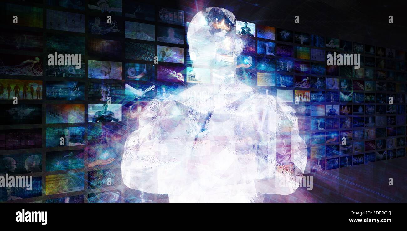 Internet Multimedia Sharing and Viewing as Concept Stock Photo
