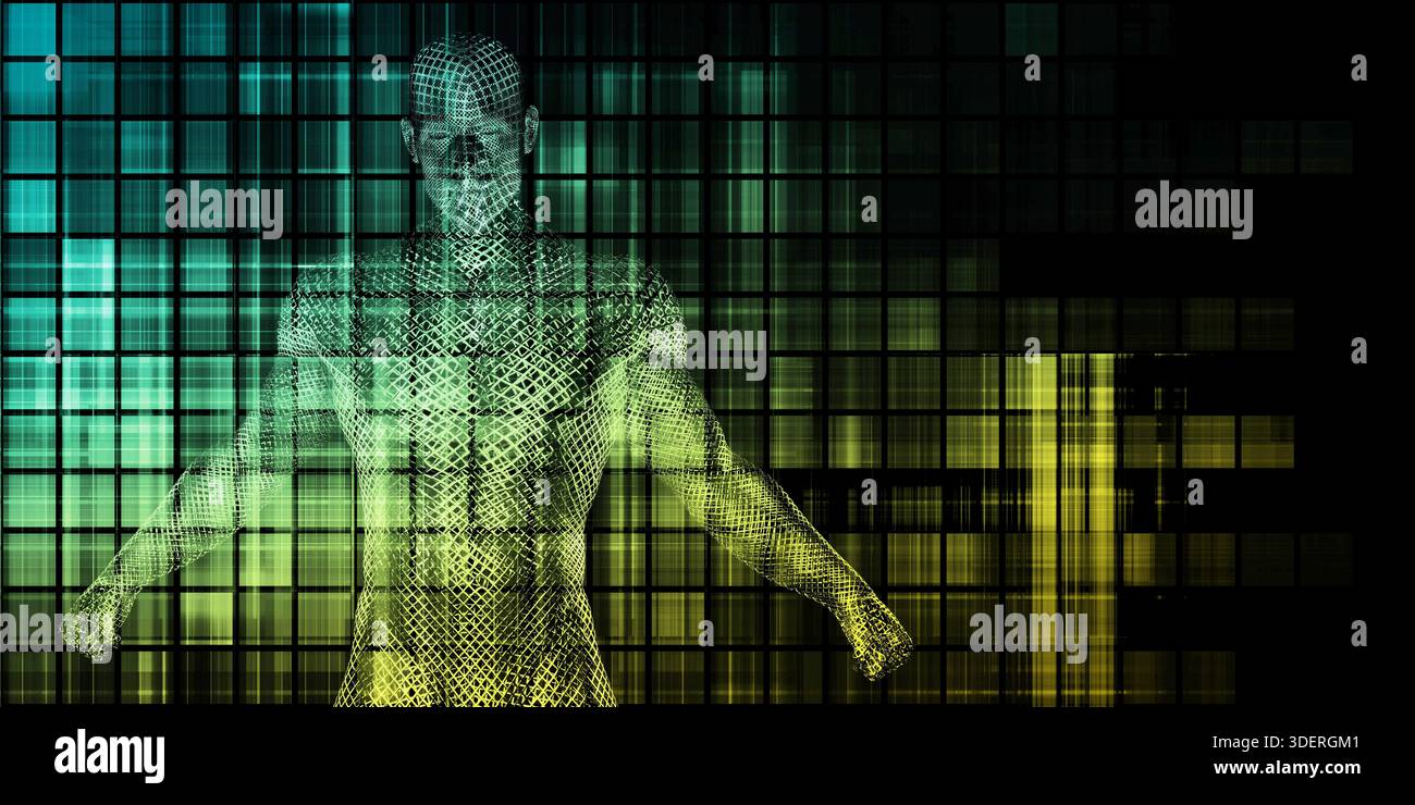 Abstract Bioengineering Concept Showing Human Enhancement Technology Stock Photo