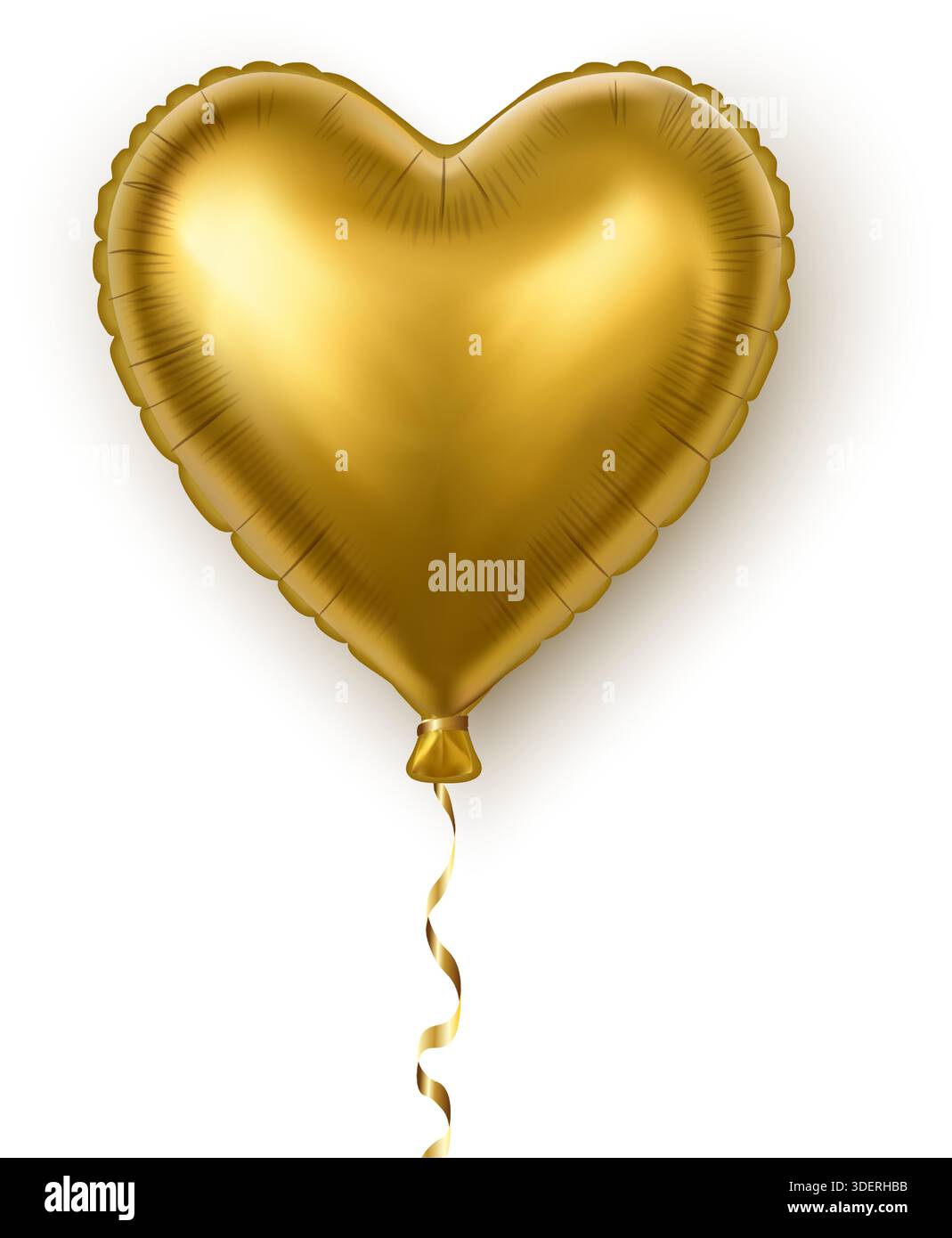 realistic vector icon illustration. Golden inflated glossy heart shape ...