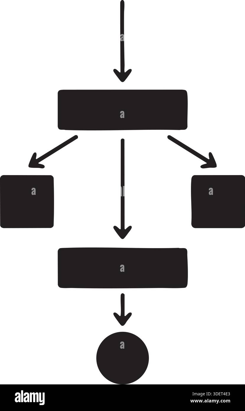 This minimalist black silhouette of an algorithm flowchart provides a ...