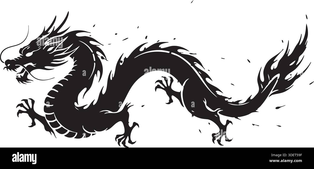 Chinese dragon tattoo designs Black and White Stock Photos & Images - Alamy
