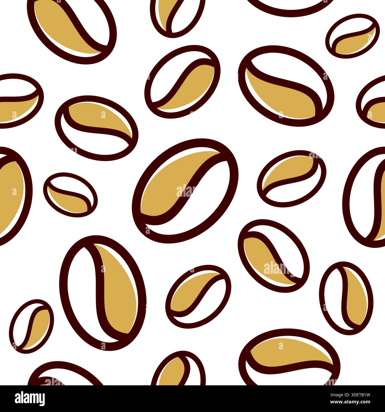 Coffe Beans Seamless Pettern Design. Coffee Beans Line Background Vector Stock Vector
