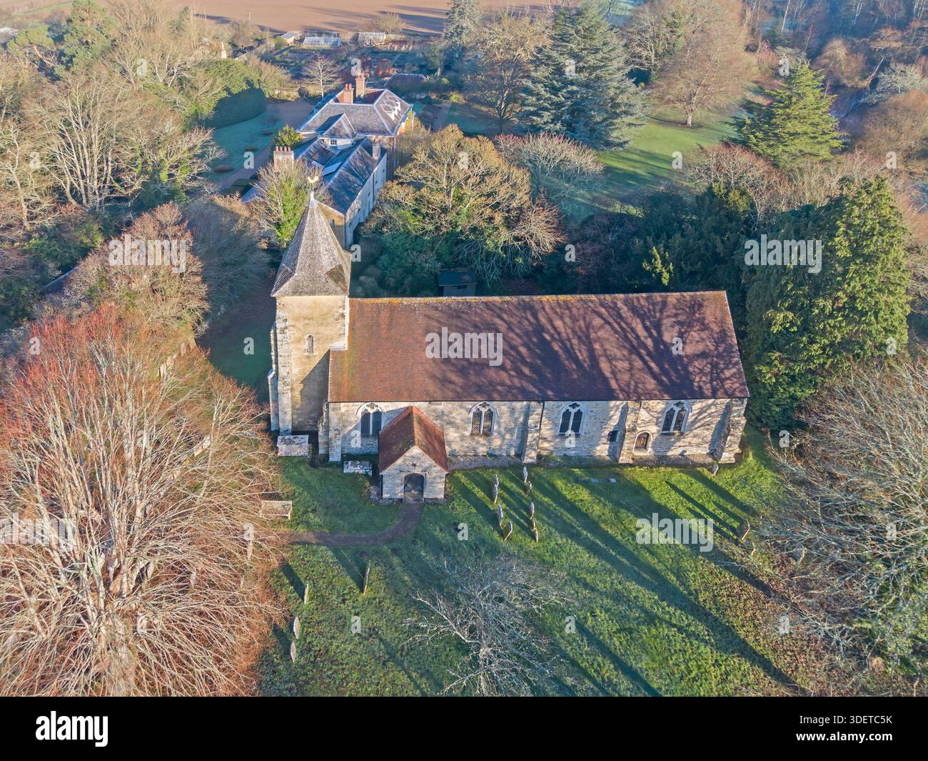 aerial view of the grade 1 listed st georges parish church in trotton ...