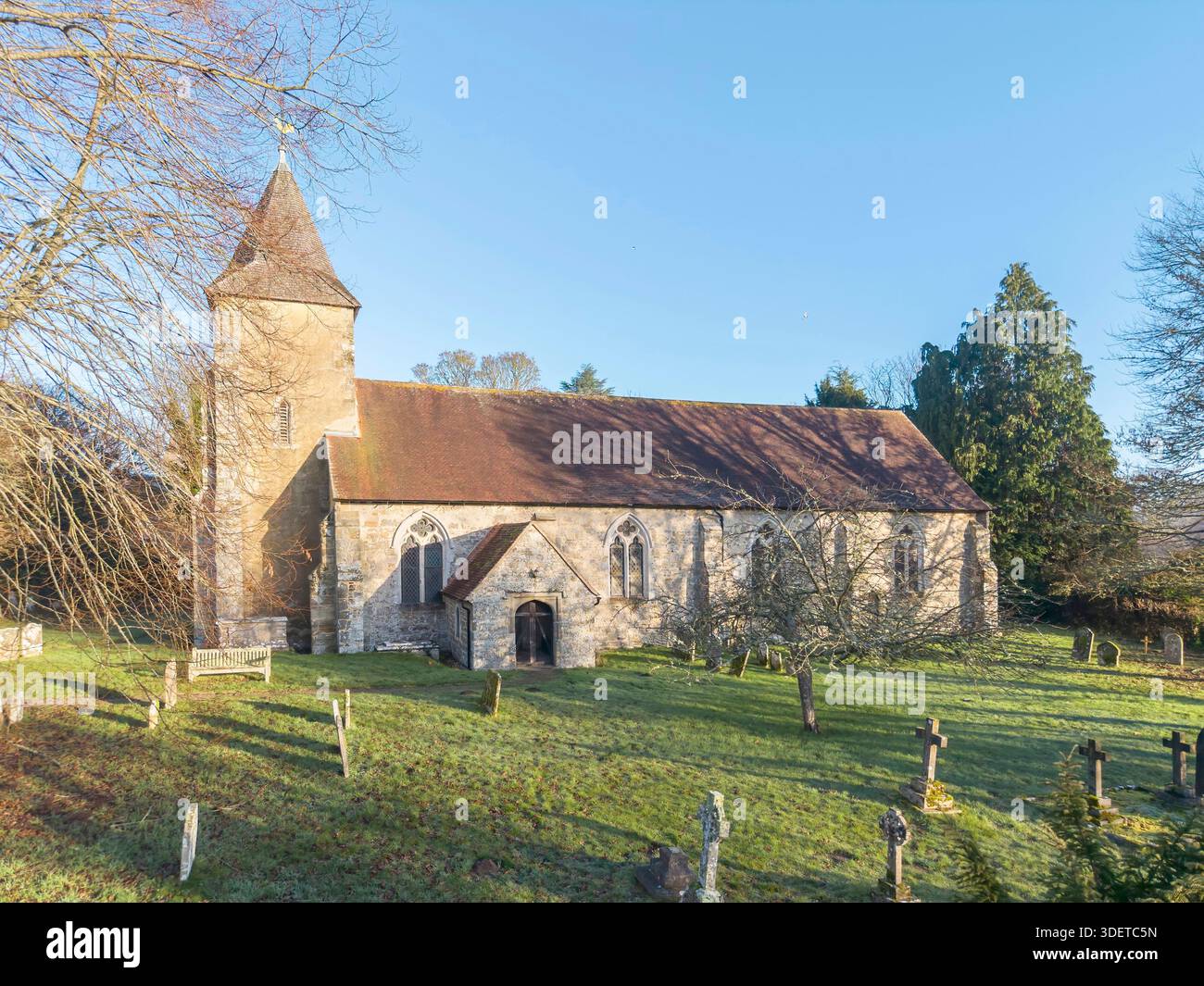 aerial view of the grade 1 listed st georges parish church in trotton ...
