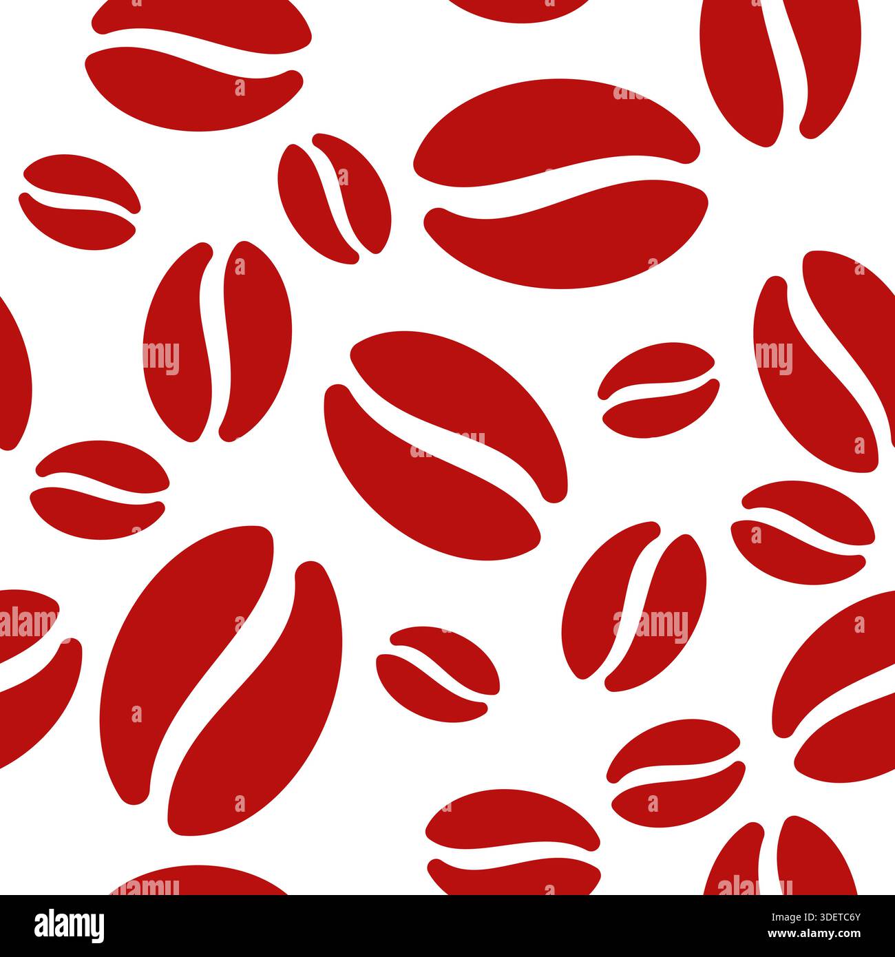 Red Coffee Beans Seamless Pettern Design. Coffee Beans Background Vector Stock Vector