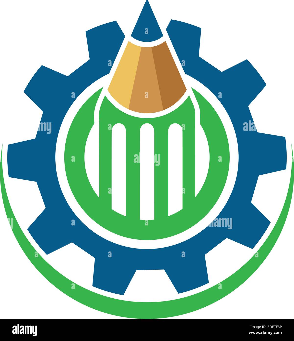 Gear Pencil Industrial Logo Design Creative Engineering Vector Template Icon Stock Vector