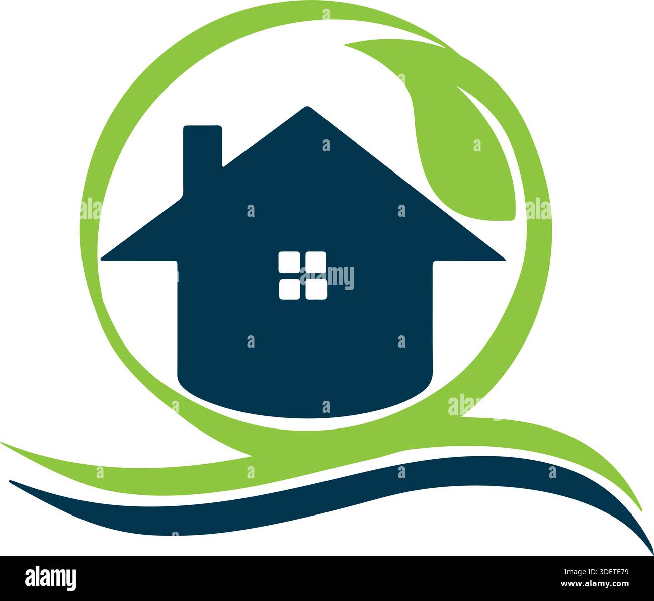 Home leaf vector logo design. Fresh home icon with green leaf vector logo design Pro Vector Stock Vector