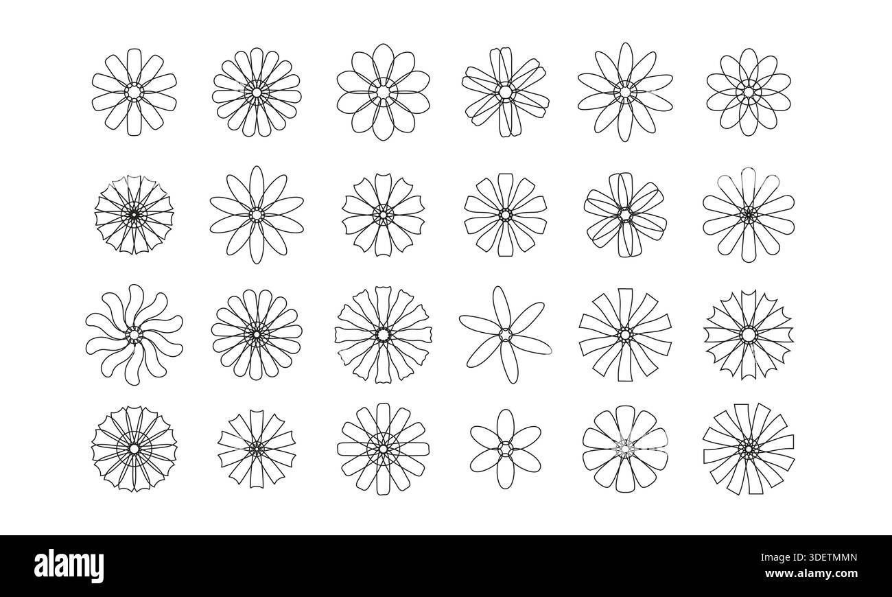 Line flower collection. Stock Vector