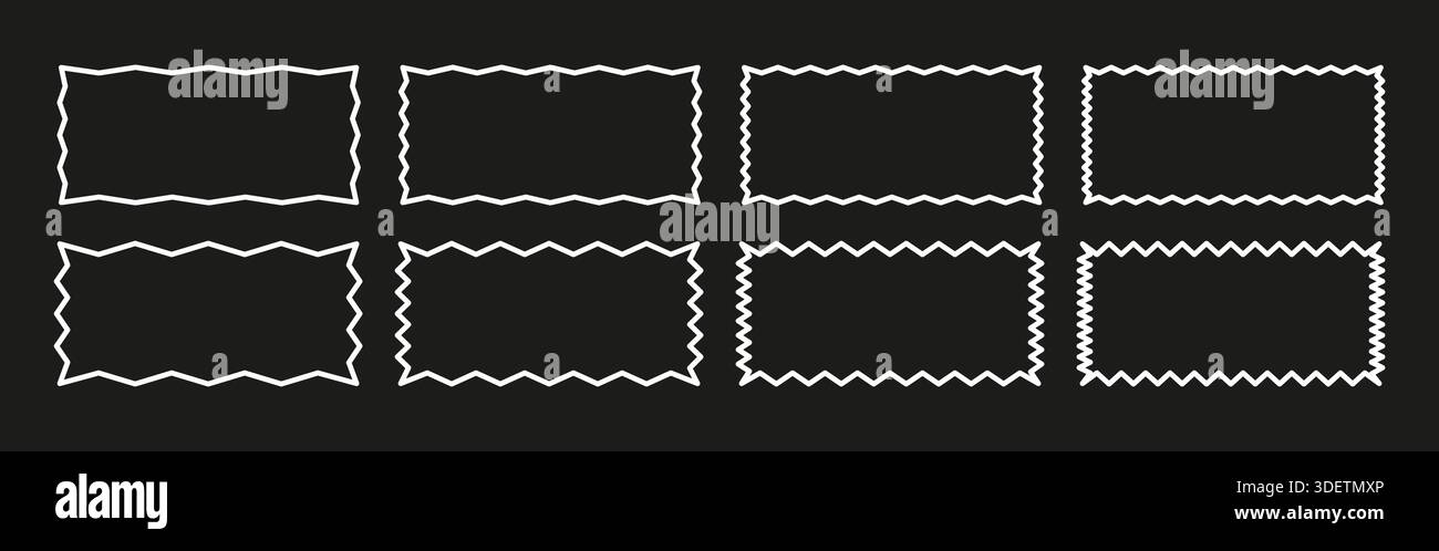Wavy edge rectangle line frame. Stock Vector