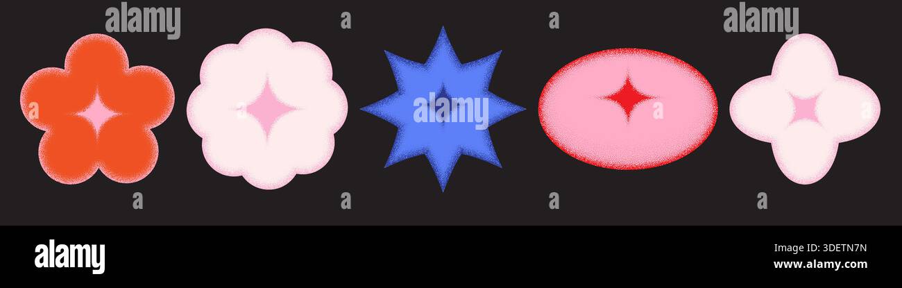 Flower geometric icon with grainy texture Stock Vector