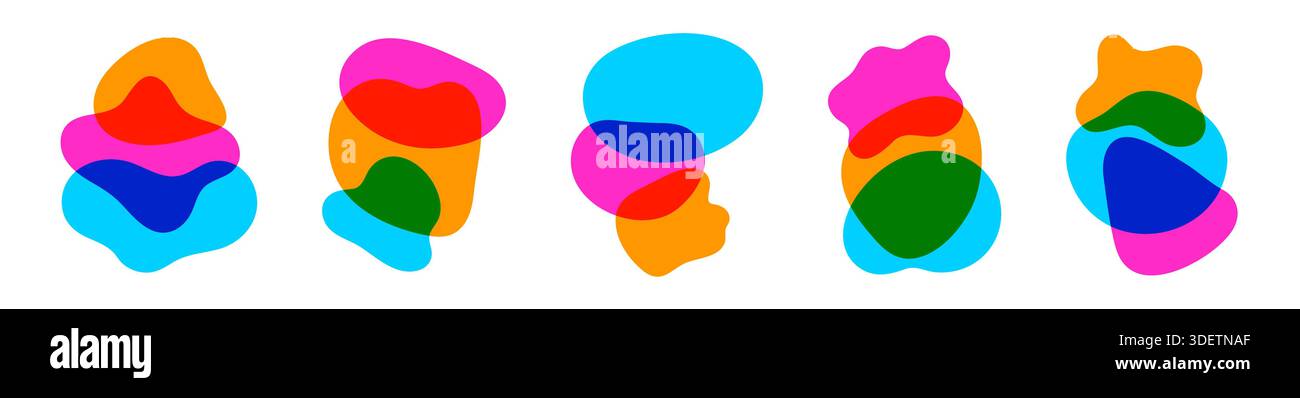 Colorful blob irregular shapes composition set Stock Vector