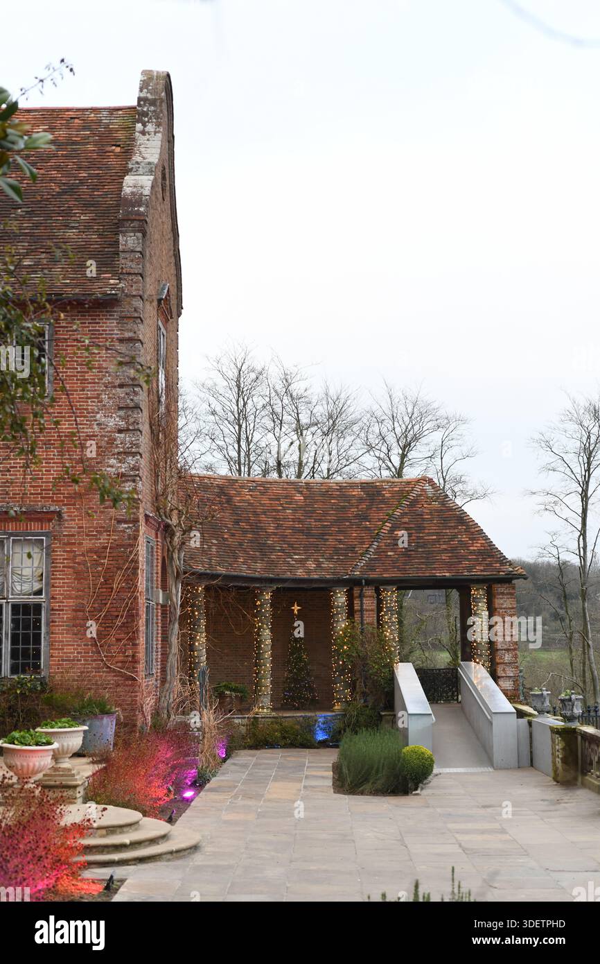 Manor house christmas lights Stock Photo