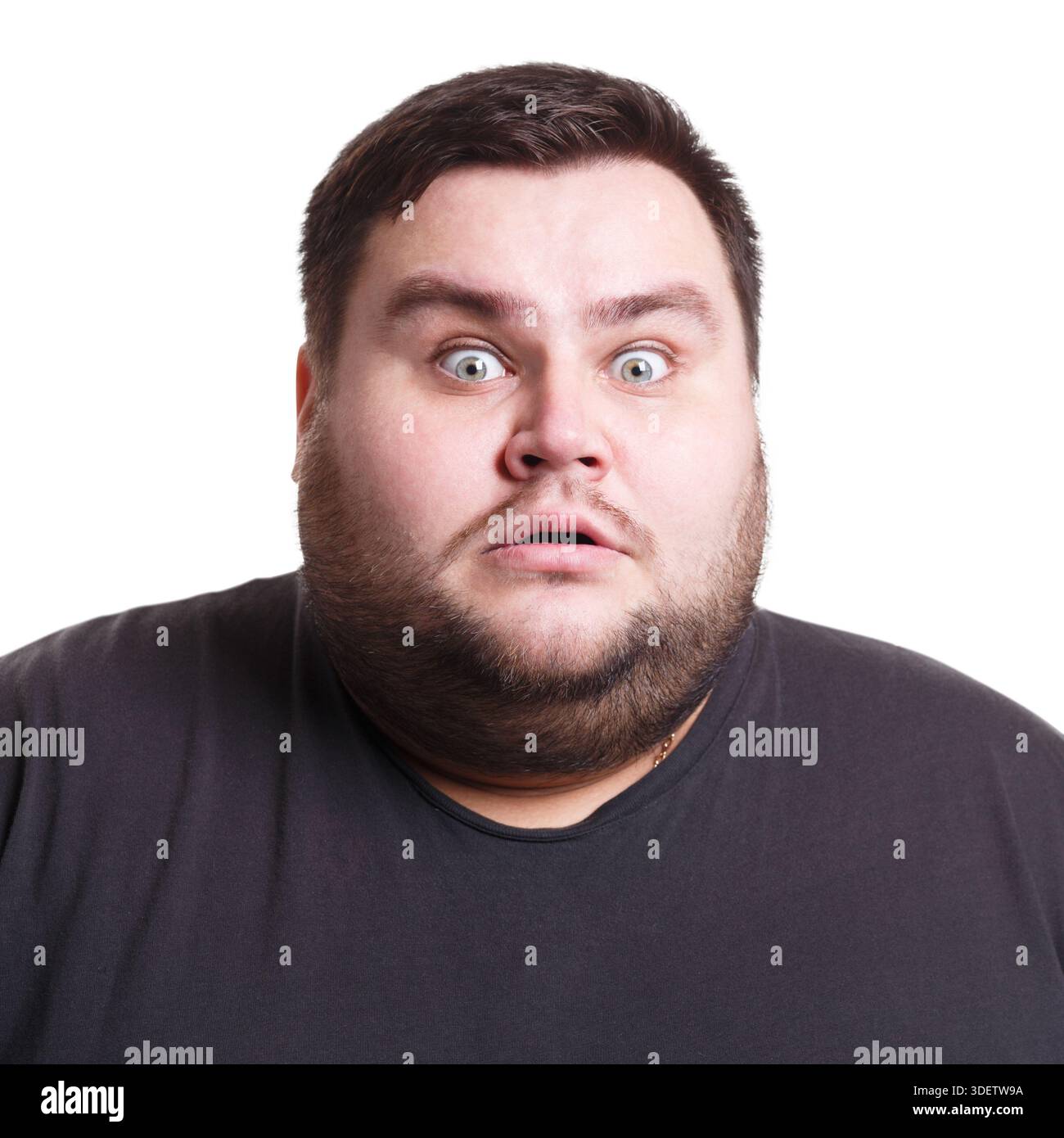 Shocking news. Wonder man expressing amaze on face Stock Photo