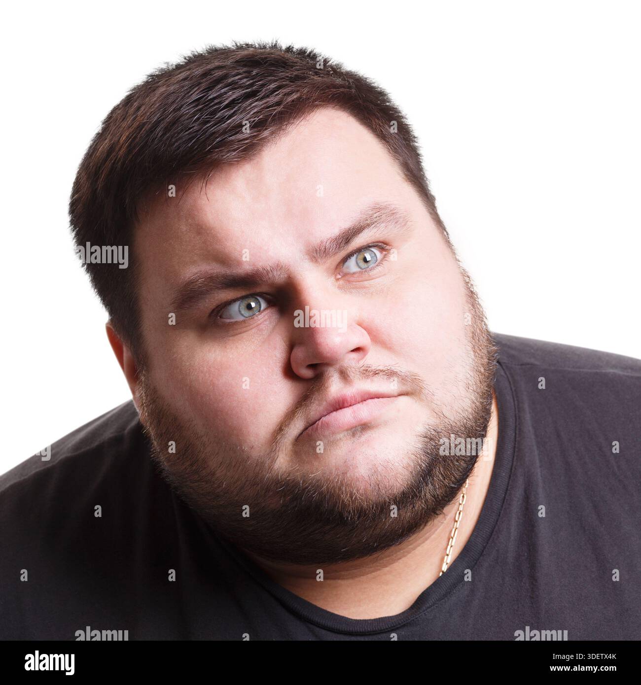 Shocking news, man expressing wonder, face emotion Stock Photo