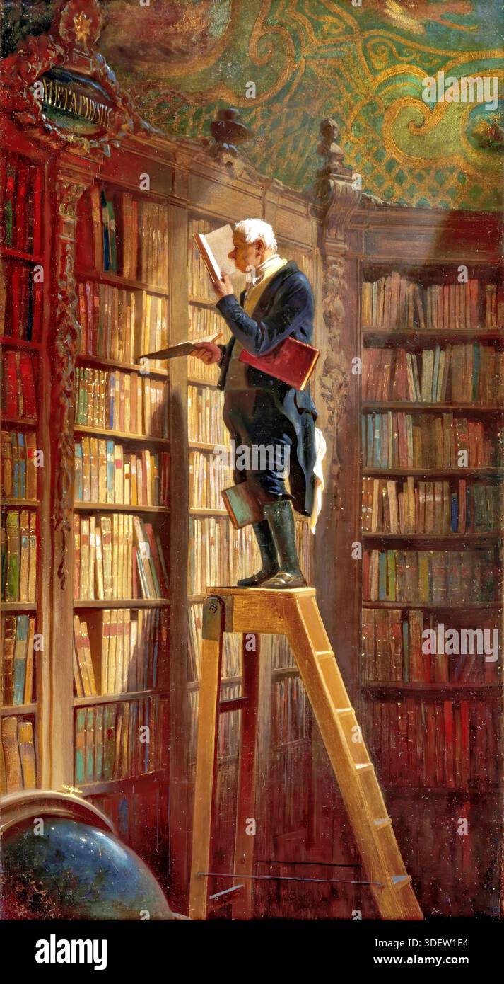The Bookworm 1850 Carl Spitzweg Biedermeier Genre Scene Stock Vector