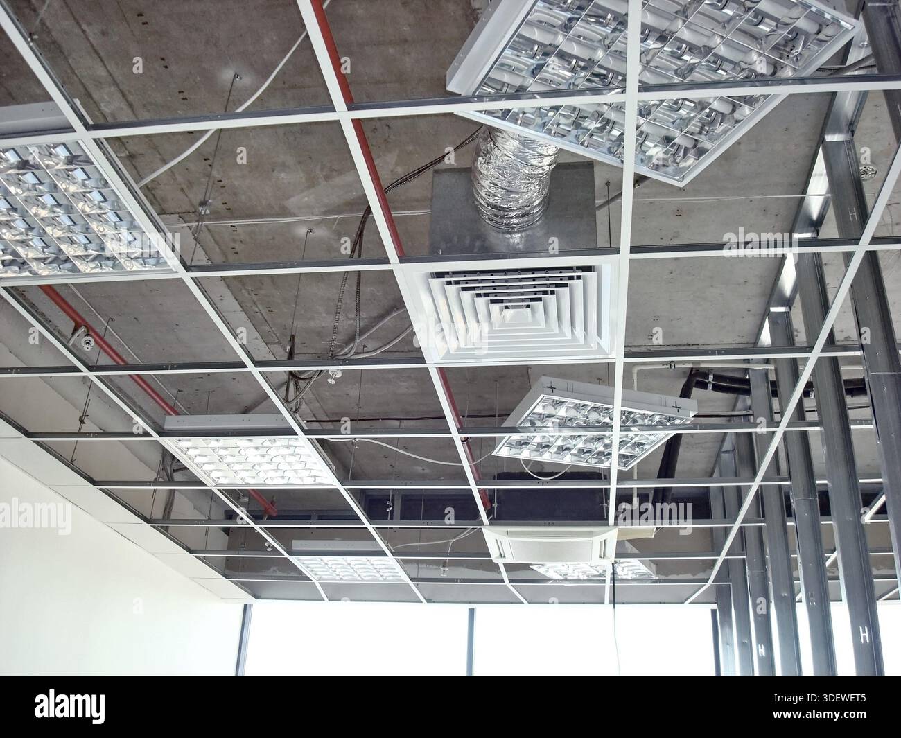 Finishing construction work in large office buildings Stock Photo