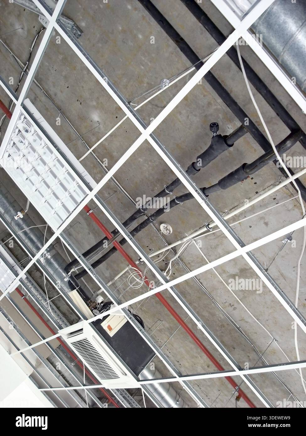 Finishing construction work in large office buildings Stock Photo