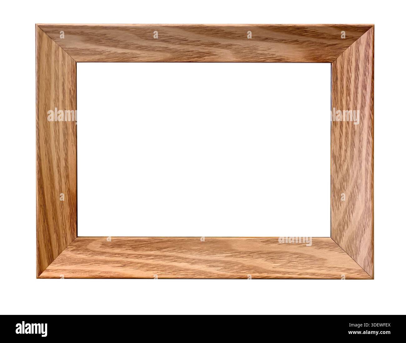 Wooden rectangular frame displaying natural oak grain texture with a transparent background Stock Photo