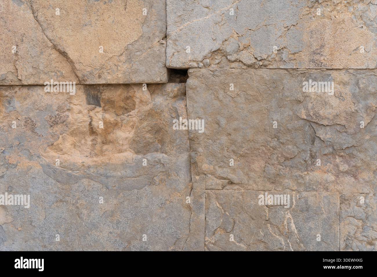 Ancient Limestone Wall Texture, Iran Stock Photo