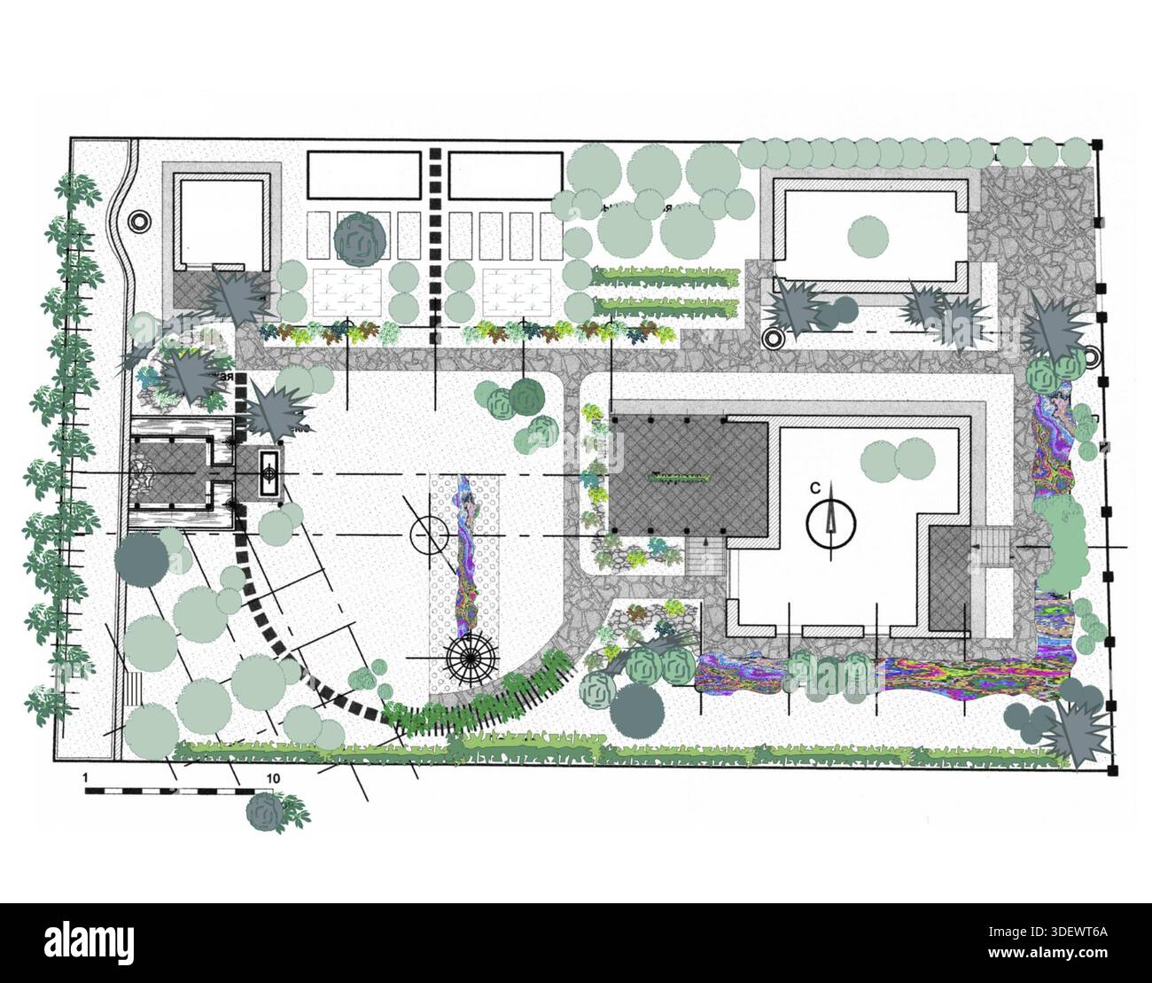 Plan of the site to the house landscaping design Stock Photo - Alamy