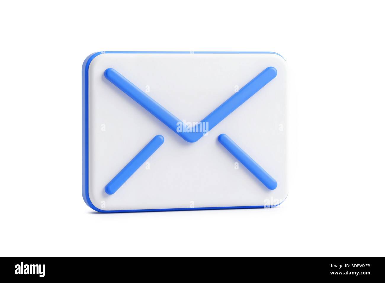 3d rendering of a clean minimalist mail envelope icon with blue borders ...