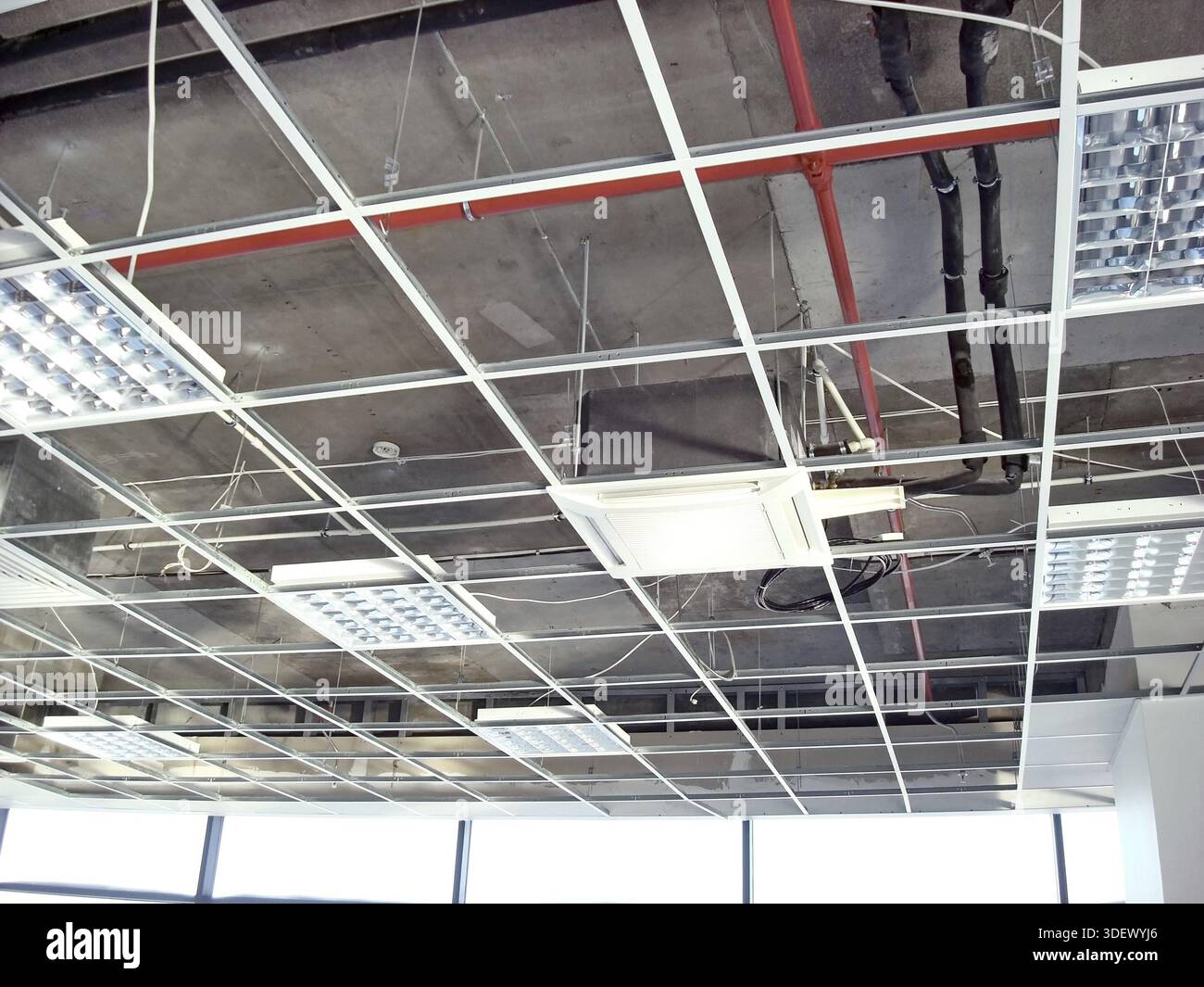 Finishing construction work in large office buildings Stock Photo