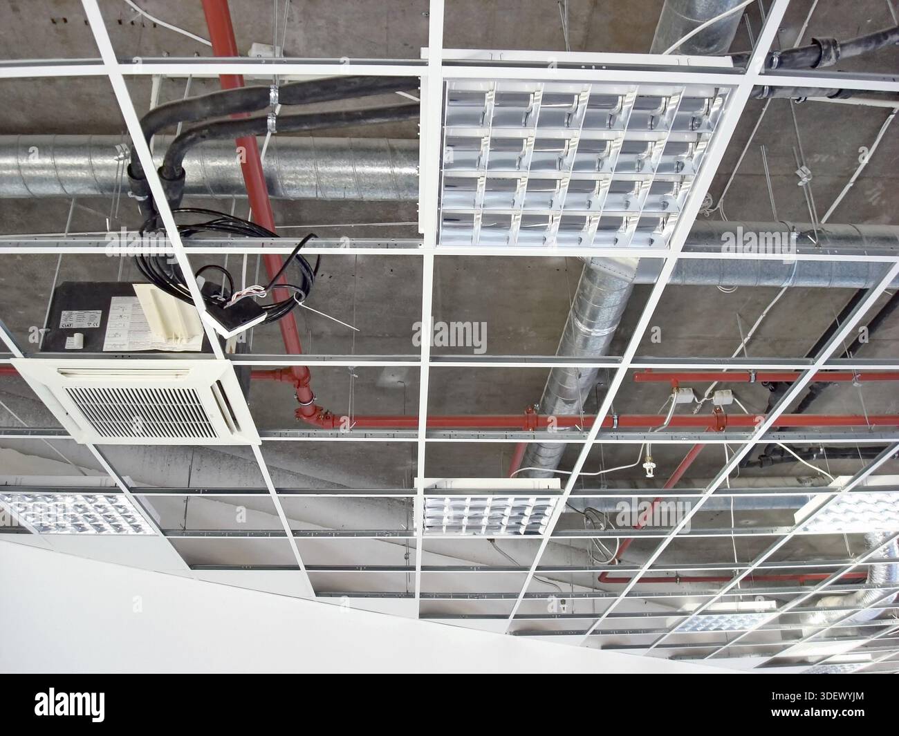 Finishing construction work in large office buildings Stock Photo