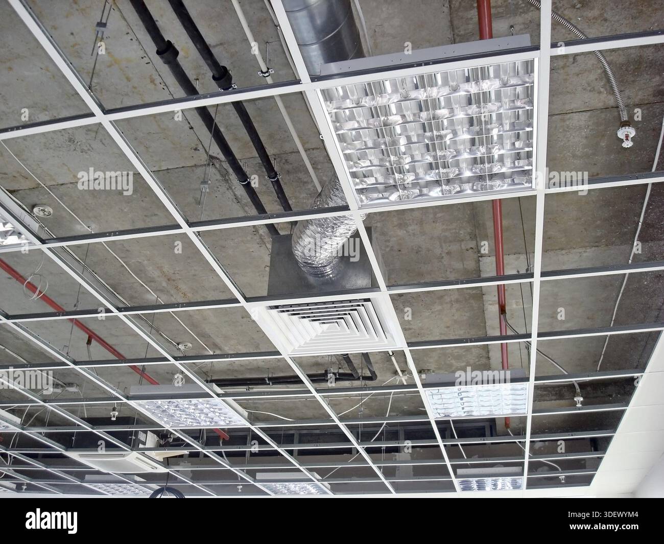 Finishing construction work in large office buildings Stock Photo