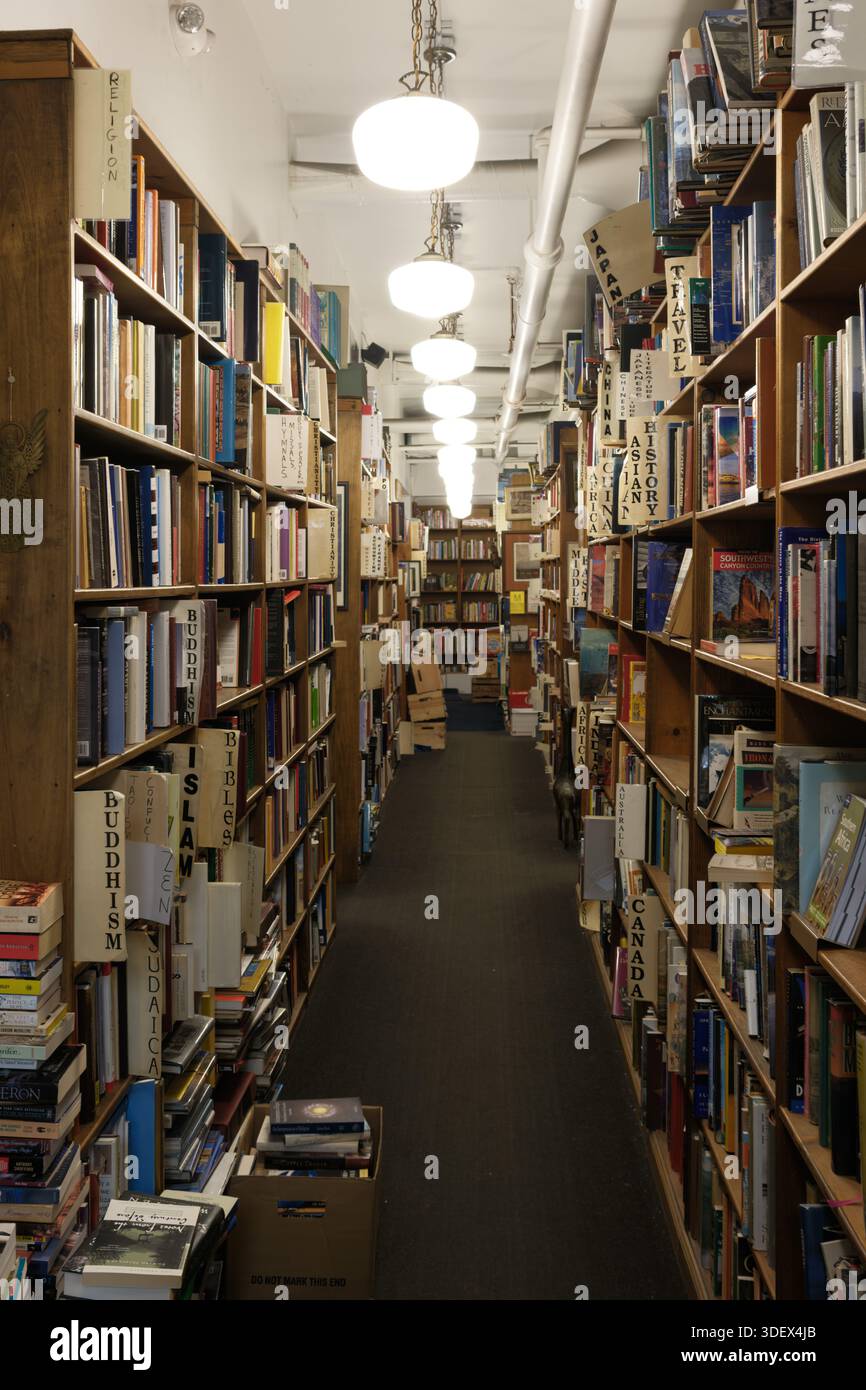 Books on shelves at the Dawn Treader Book Shop in Ann Arbor Michigan USA Stock Photo
