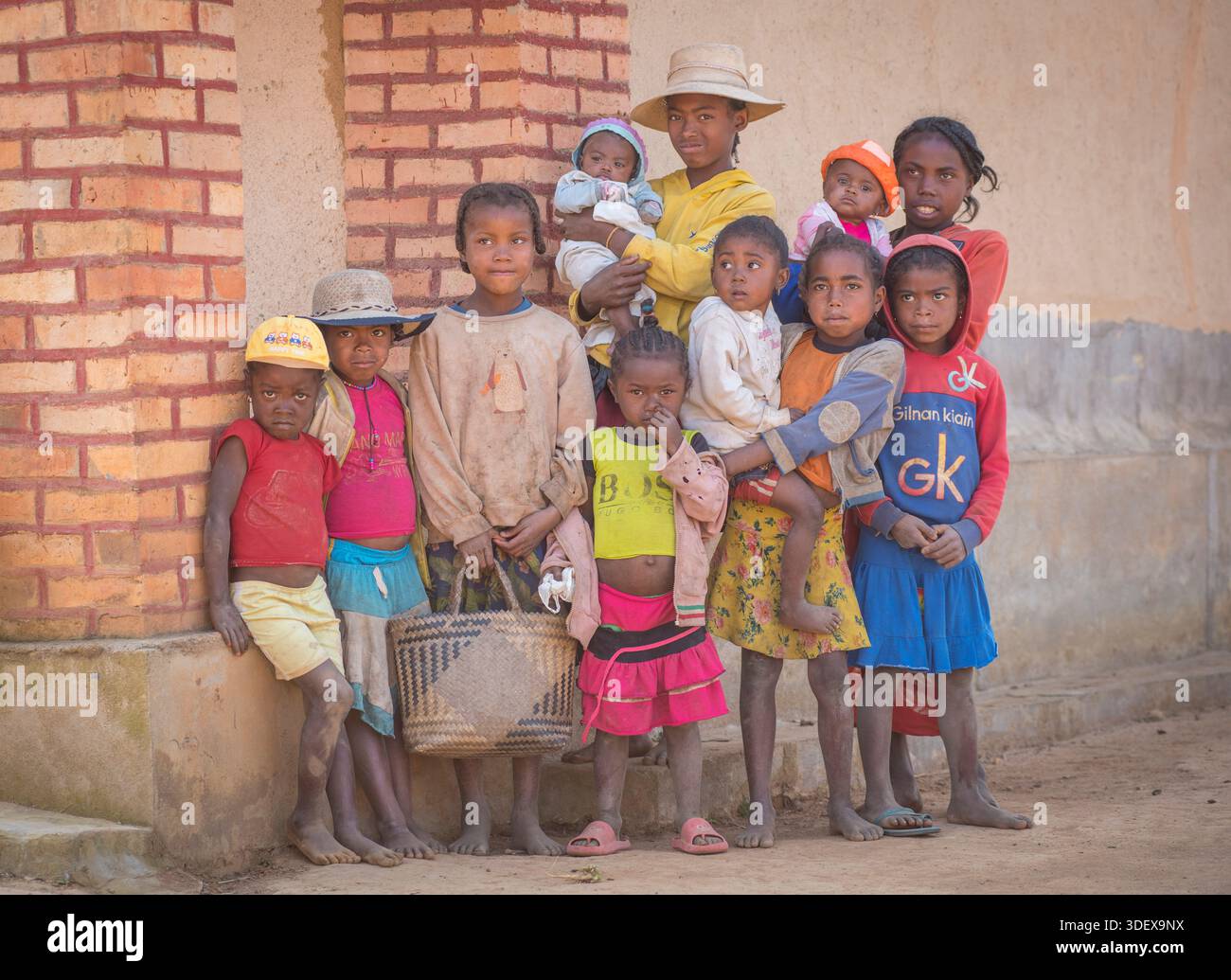 Malagasy children in a rural commune, Namoly, Andrigitra National Park, Madagascar.  Access to quality education is a major issue. School dropout rates are high, and many children who do attend school do not acquire foundational reading and numeracy skills. Only a fraction complete secondary education, and access to higher education is very low. Stock Photo