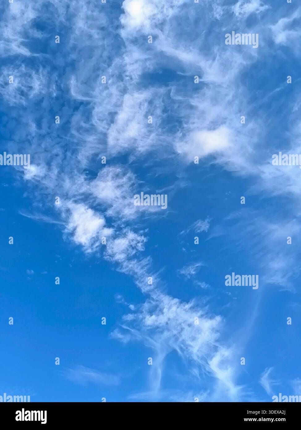 White cloud texture with bright blue sky Stock Photo