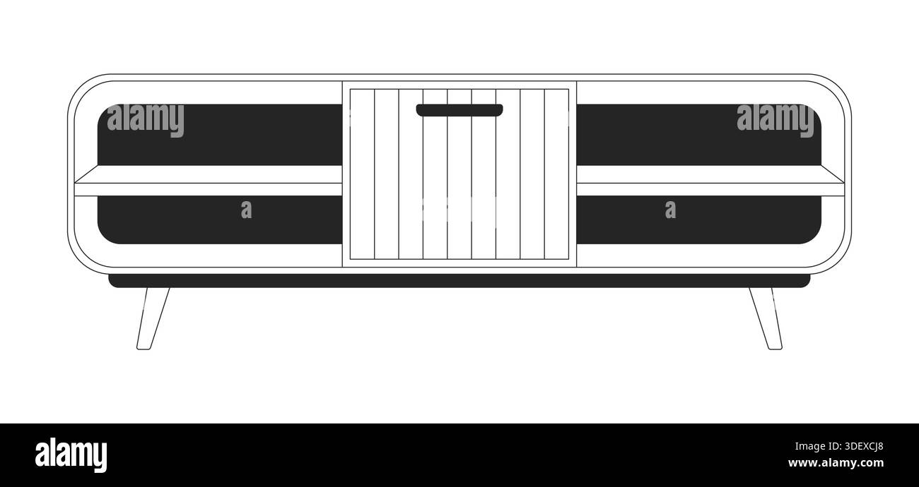 Media console table 2D line object Stock Vector